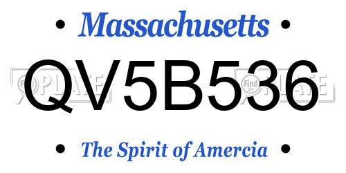 QV5B536 Massachusetts License Plate