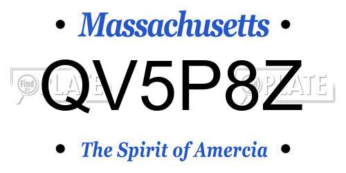QV5P8Z Massachusetts License Plate