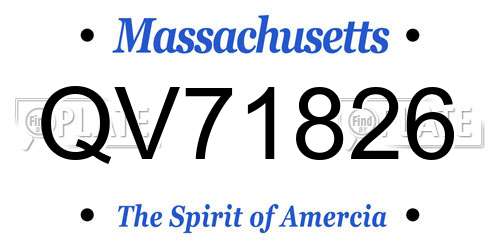 QV71826 Massachusetts License Plate