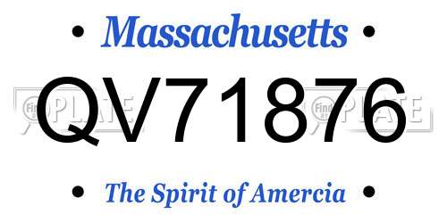 QV71876 Massachusetts License Plate