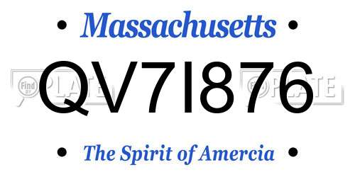 QV7I876 Massachusetts License Plate