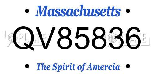 QV85836 Massachusetts License Plate