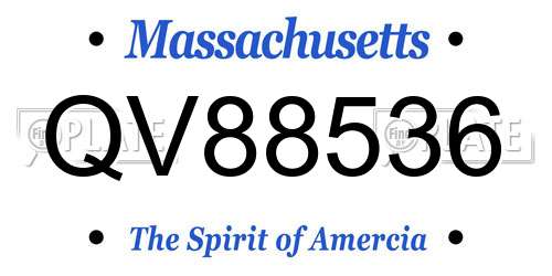 QV88536 Massachusetts License Plate