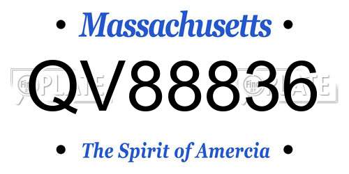 QV88836 Massachusetts License Plate
