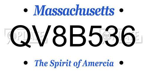 QV8B536 Massachusetts License Plate