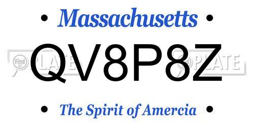 QV8P8Z Massachusetts License Plate