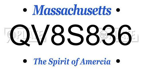 QV8S836 Massachusetts License Plate