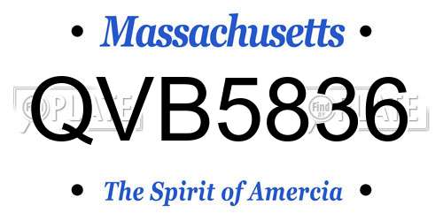 QVB5836 Massachusetts License Plate