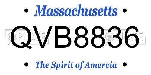 QVB8836 Massachusetts License Plate