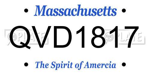 QVD1817 Massachusetts License Plate