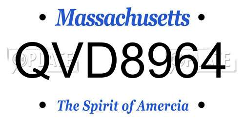 QVD8964 Massachusetts License Plate