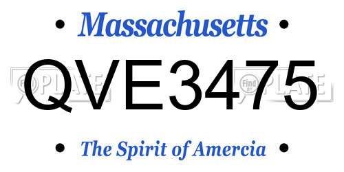 QVE3475 Massachusetts License Plate