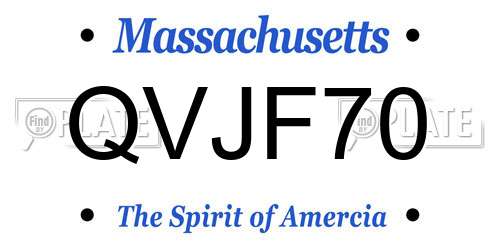 QVJF70 Massachusetts License Plate