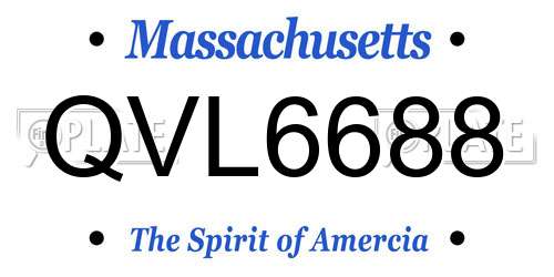 QVL6688 Massachusetts License Plate