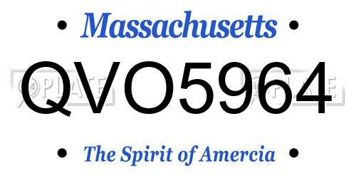 QVO5964 Massachusetts License Plate