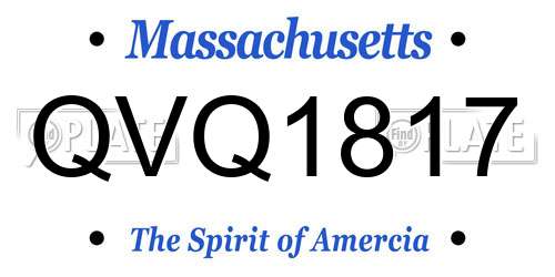 QVQ1817 Massachusetts License Plate