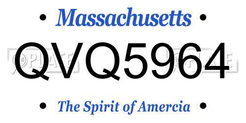 QVQ5964 Massachusetts License Plate