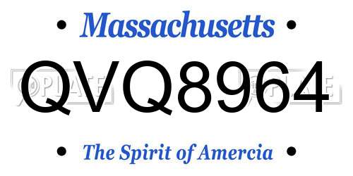 QVQ8964 Massachusetts License Plate