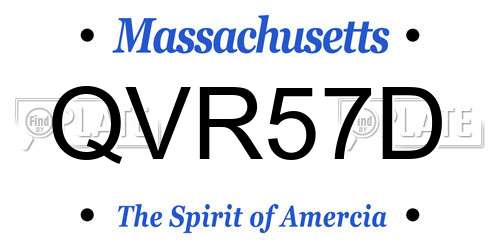 QVR57D Massachusetts License Plate