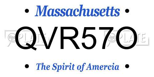 QVR57O Massachusetts License Plate