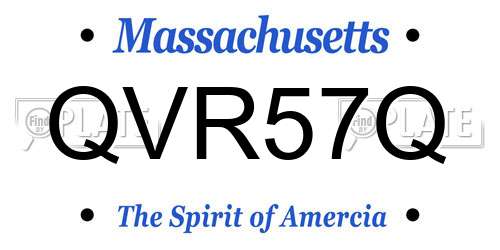 QVR57Q Massachusetts License Plate