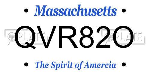 QVR82O Massachusetts License Plate