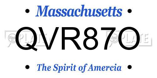 QVR87O Massachusetts License Plate
