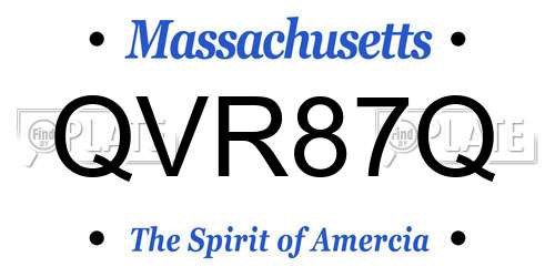 QVR87Q Massachusetts License Plate