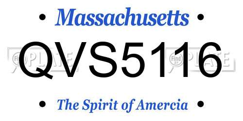QVS5116 Massachusetts License Plate