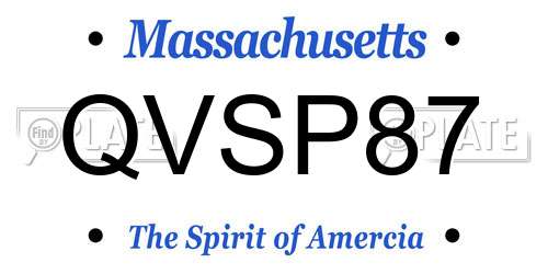 QVSP87 Massachusetts License Plate