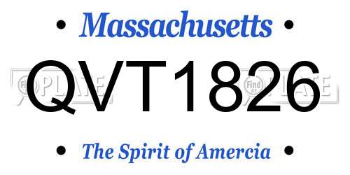 QVT1826 Massachusetts License Plate