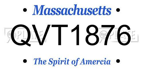 QVT1876 Massachusetts License Plate