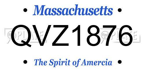 QVZ1876 Massachusetts License Plate