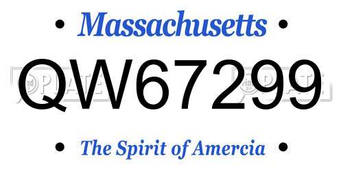 QW67299 Massachusetts License Plate