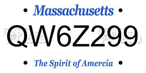 QW6Z299 Massachusetts License Plate