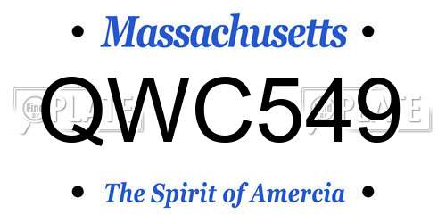 QWC549 Massachusetts License Plate