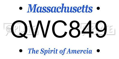 QWC849 Massachusetts License Plate