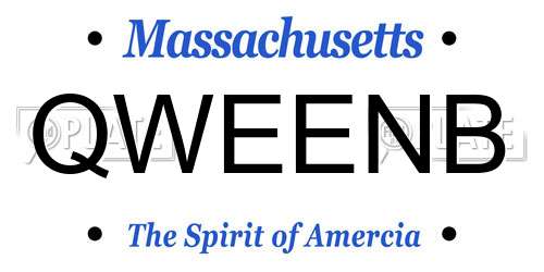 QWEENB Massachusetts License Plate