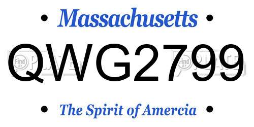 QWG2799 Massachusetts License Plate