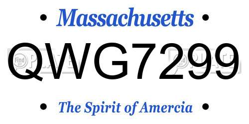 QWG7299 Massachusetts License Plate