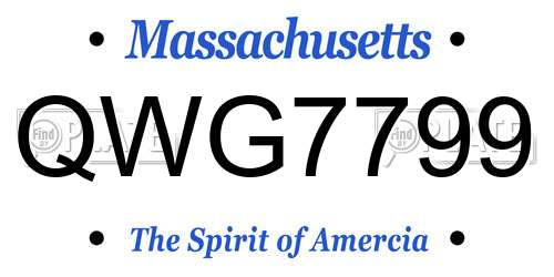 QWG7799 Massachusetts License Plate
