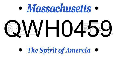 QWH0459 Massachusetts License Plate