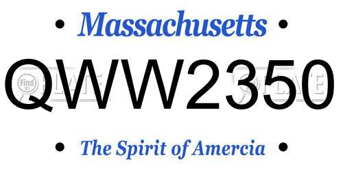 QWW2350 Massachusetts License Plate