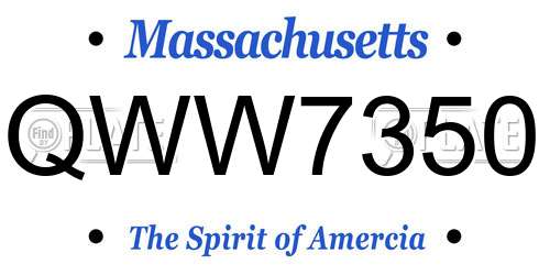 QWW7350 Massachusetts License Plate