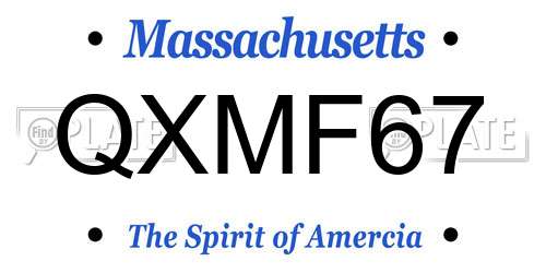 QXMF67 Massachusetts License Plate