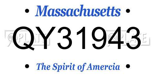QY31943 Massachusetts License Plate