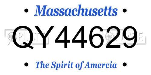 QY44629 Massachusetts License Plate