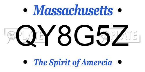 QY8G5Z Massachusetts License Plate