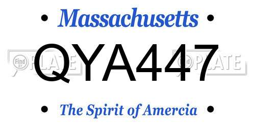 QYA447 Massachusetts License Plate