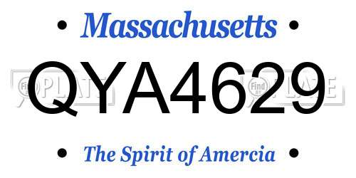 QYA4629 Massachusetts License Plate